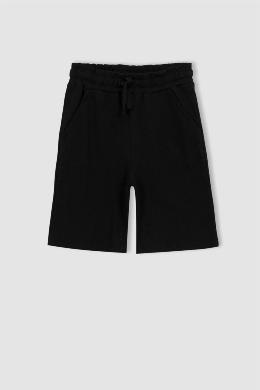 GARÇONS Noir Short Bermuda Basique en Piqué pour Garçon