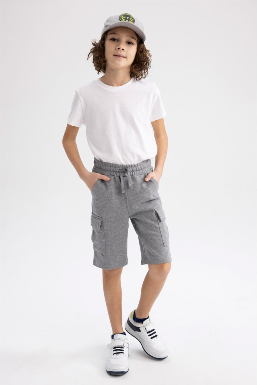 Erkek Çocuk - Genç Erkek Gri Erkek Çocuk Kargo Cepli Şort