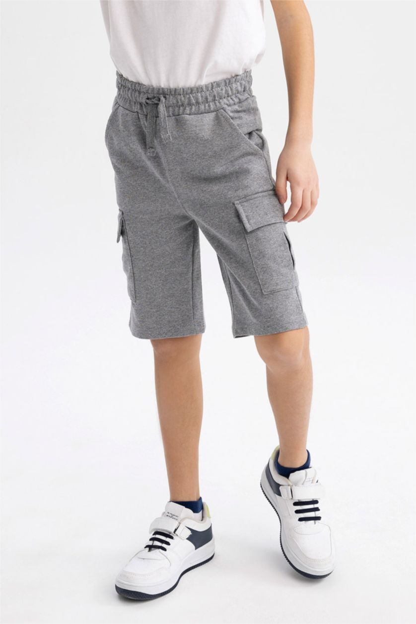 Erkek Çocuk - Genç Erkek Gri Erkek Çocuk Kargo Cepli Şort