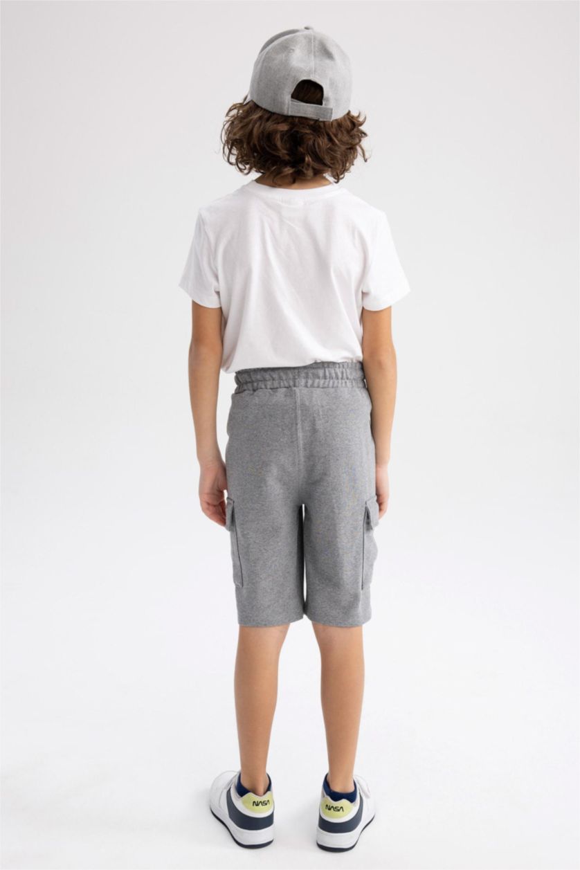 Erkek Çocuk - Genç Erkek Gri Erkek Çocuk Kargo Cepli Şort