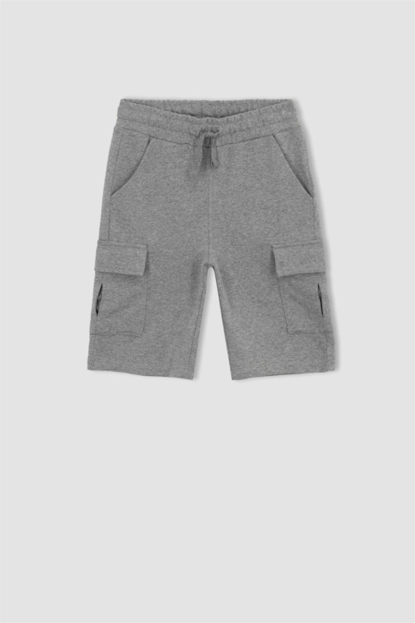 Erkek Çocuk - Genç Erkek Gri Erkek Çocuk Kargo Cepli Şort