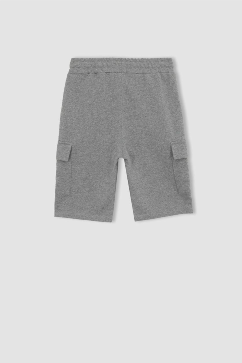Erkek Çocuk - Genç Erkek Gri Erkek Çocuk Kargo Cepli Şort