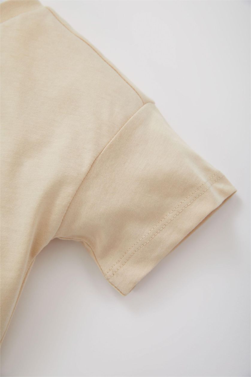 BABY BOY Sand Baby Boy Palm Pattern Short Sleeve T-Shirt