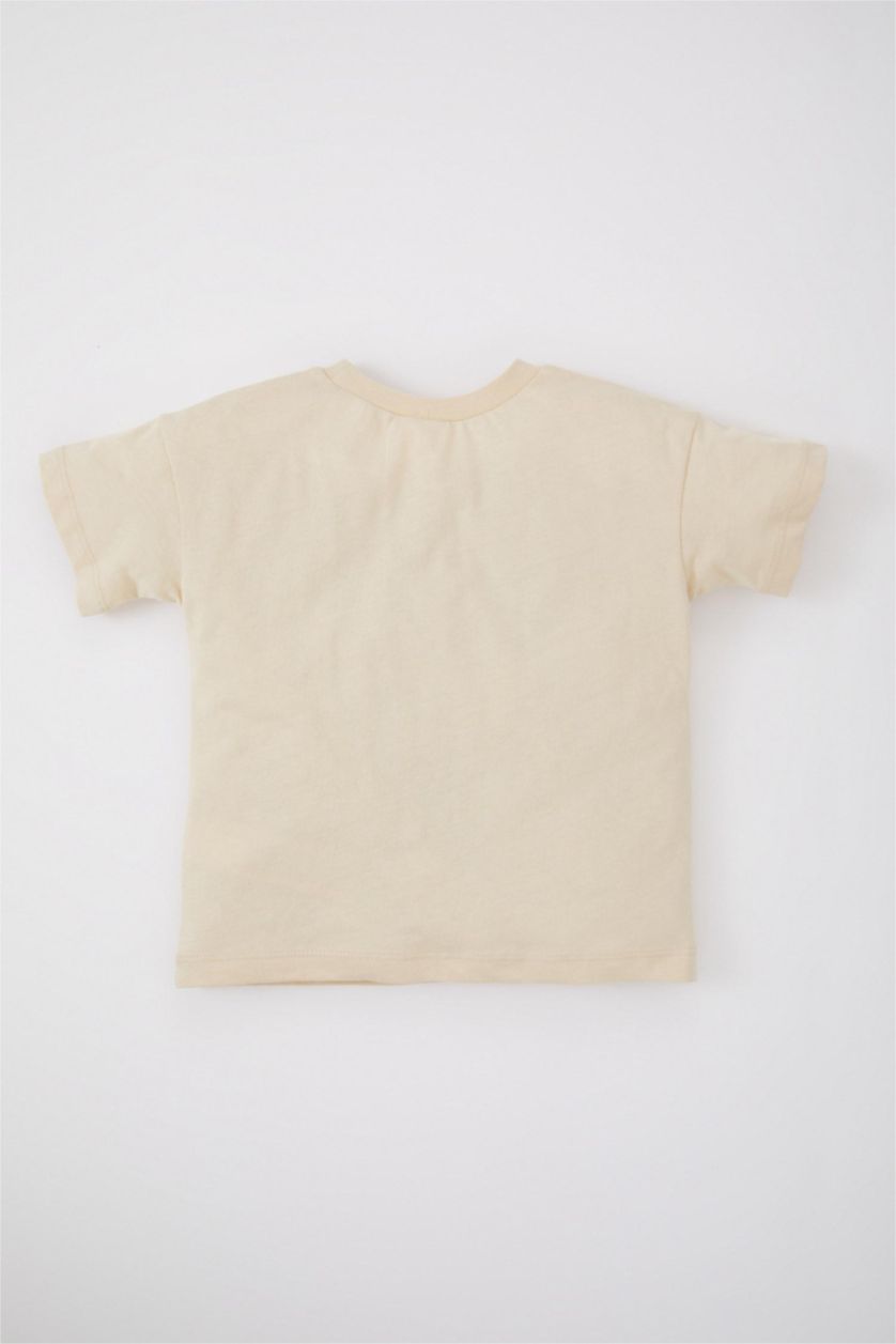 BABY BOY Sand Baby Boy Palm Pattern Short Sleeve T-Shirt