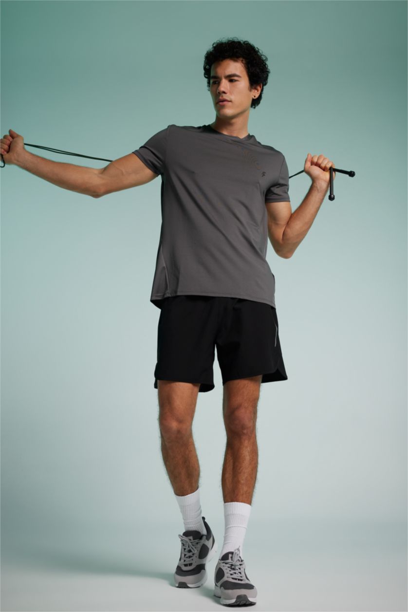 رجالي أنثرا تي شيرت رياضي قصة عادية برقبة مستديرة