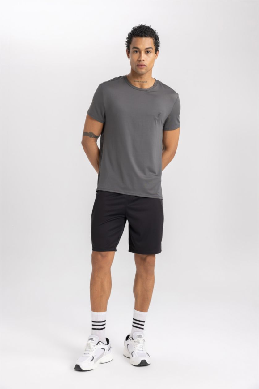 رجالي أنثرا تي شيرت رياضي قصة عادية برقبة مستديرة