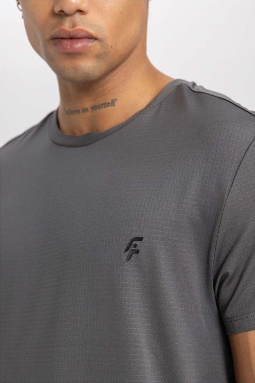 رجالي أنثرا تي شيرت رياضي قصة عادية برقبة مستديرة