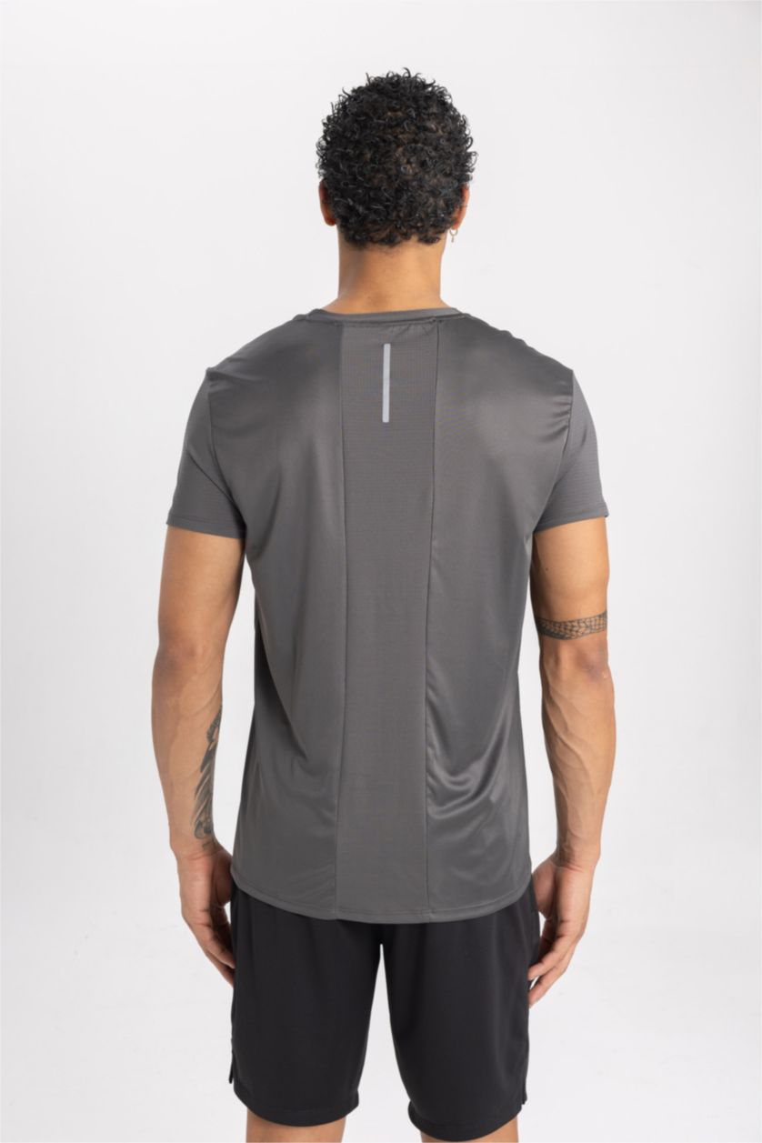 رجالي أنثرا تي شيرت رياضي قصة عادية برقبة مستديرة