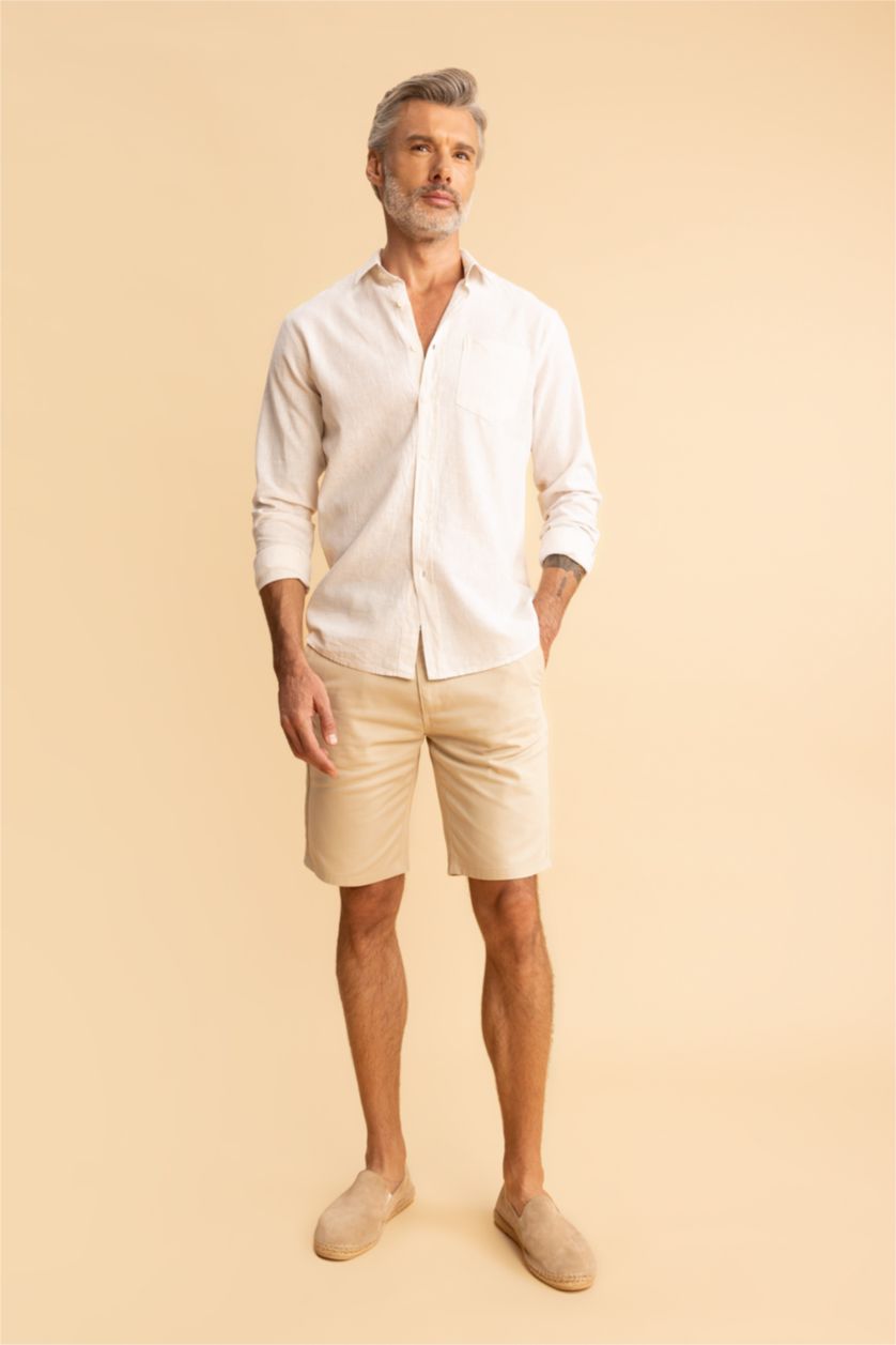 Ерлер ашық реңк жейде мойыны жолақ Ұзын жеңді көйлек