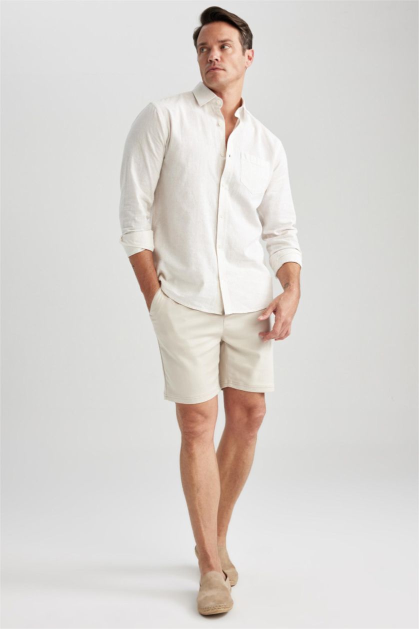 Ерлер ашық реңк жейде мойыны жолақ Ұзын жеңді көйлек