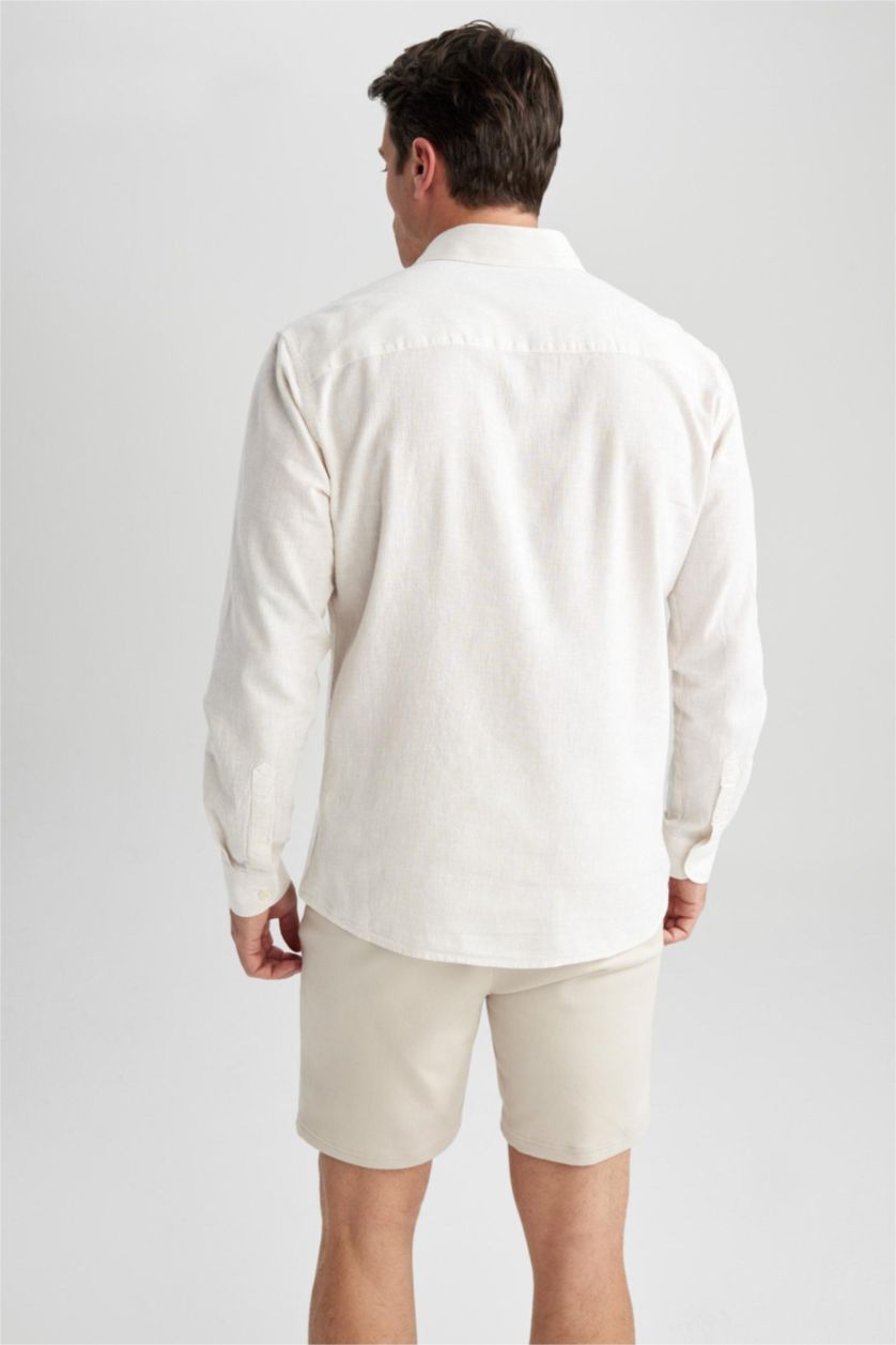 Ерлер ашық реңк жейде мойыны жолақ Ұзын жеңді көйлек