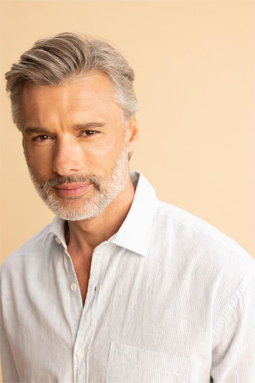 Мужчины Аква Рубашка стандартного кроя с длинным рукавом