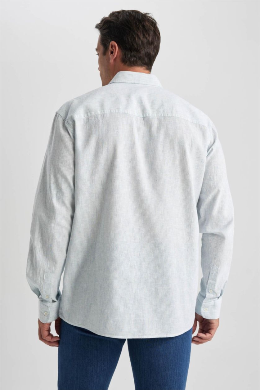 Мужчины Аква Рубашка стандартного кроя с длинным рукавом