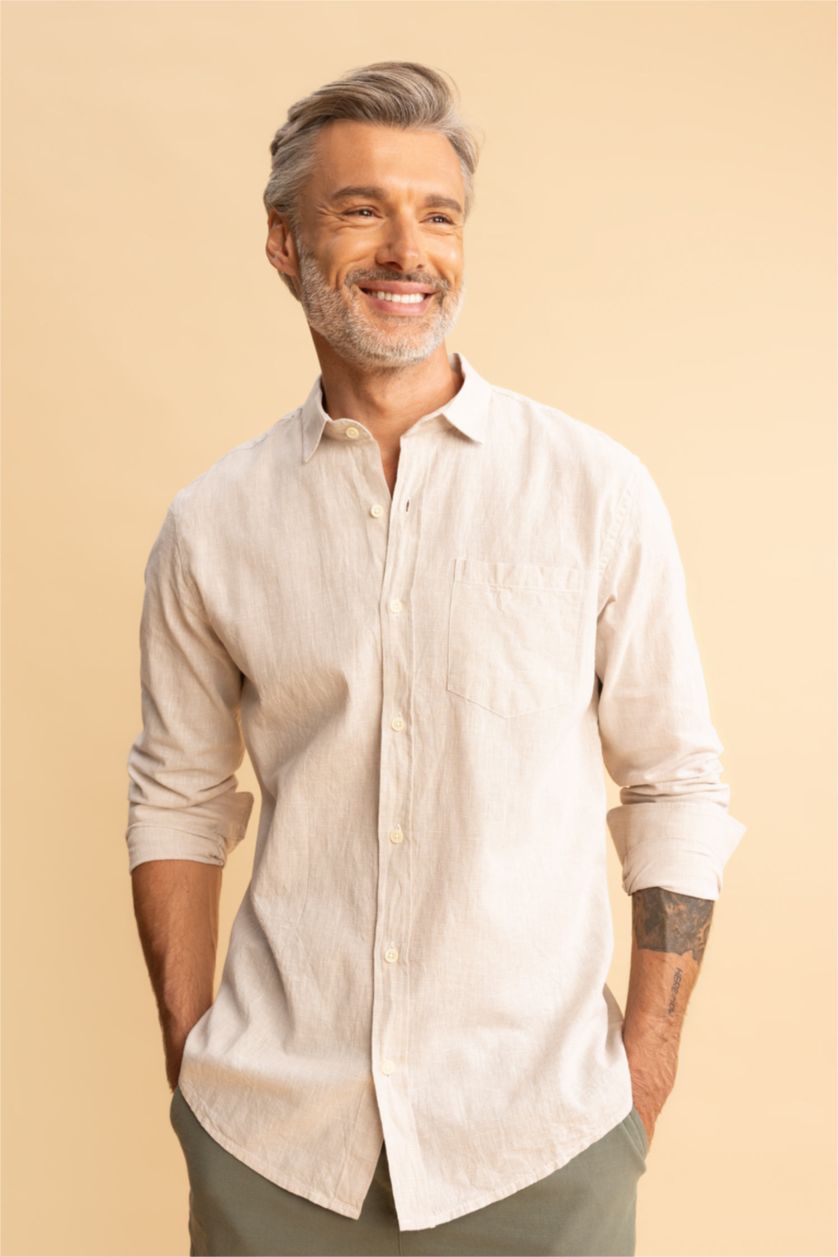 MAN Beige Regular Fit Long Sleeve Shirt