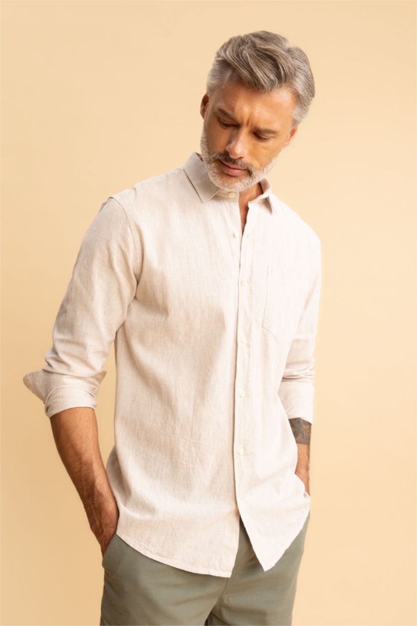 MAN Beige Regular Fit Long Sleeve Shirt