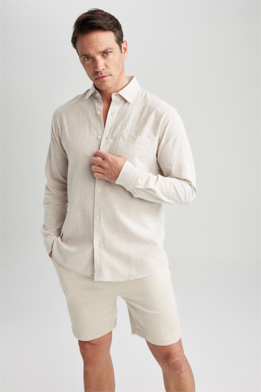 MAN Beige Regular Fit Long Sleeve Shirt