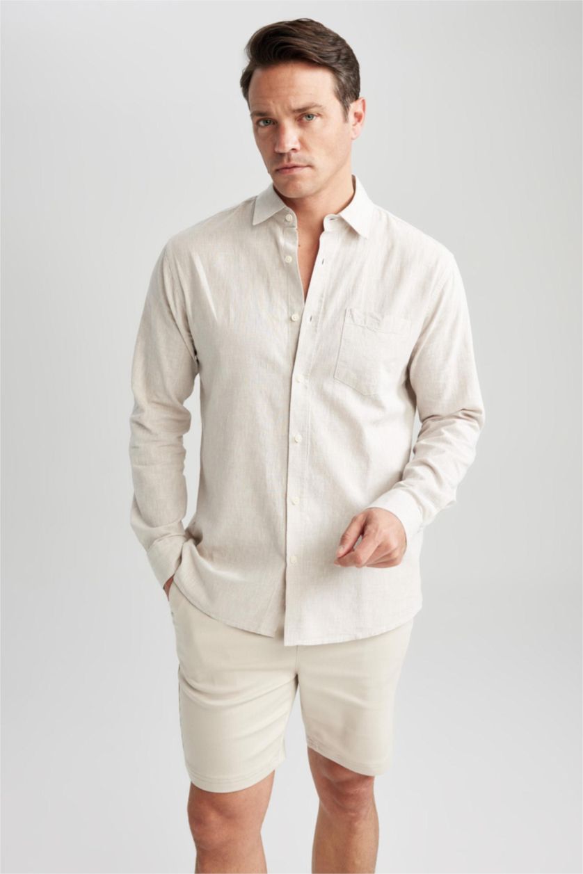 MAN Beige Regular Fit Long Sleeve Shirt