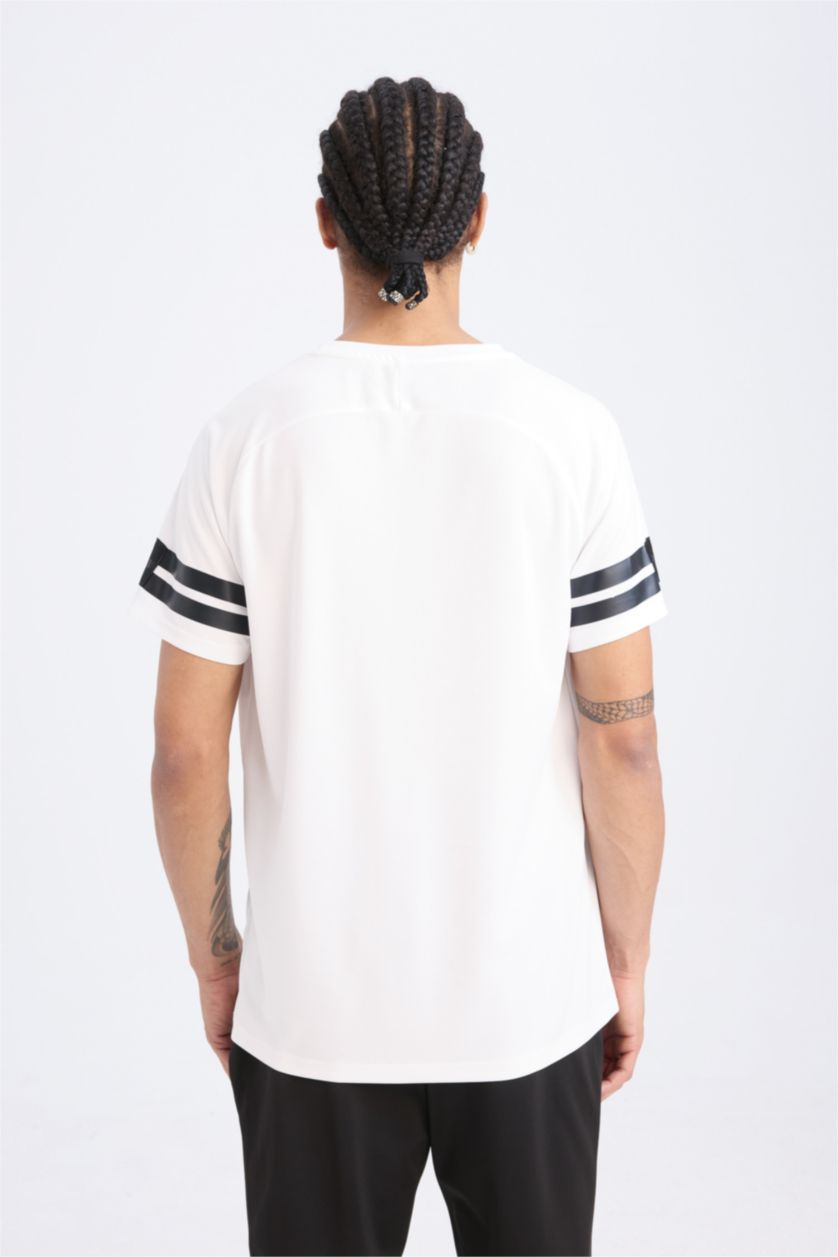 رجال أبيض تيشيرت رياضي نص ردن سليم فيت من DeFactoFit