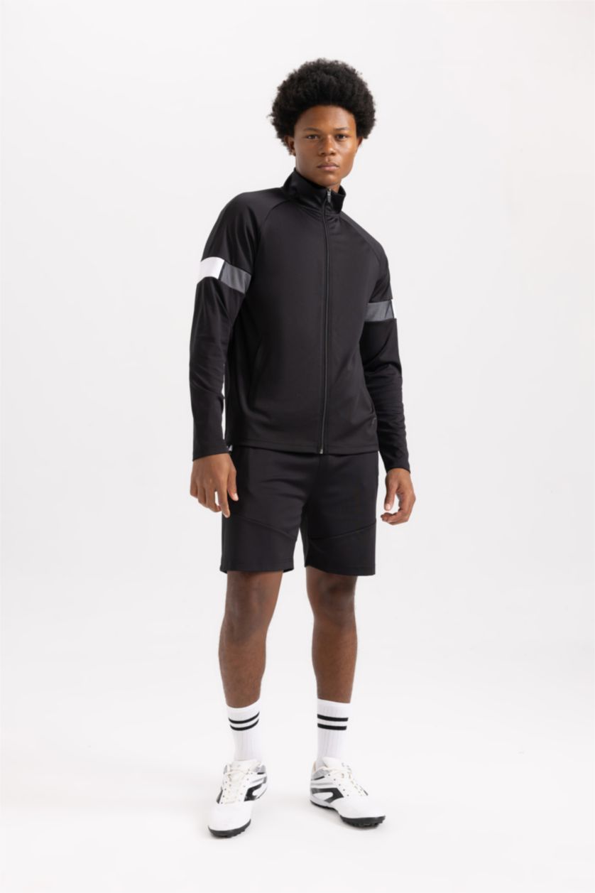 MAN Black Slim Fit Scuba Fabric Zip-Up Sweatshirt