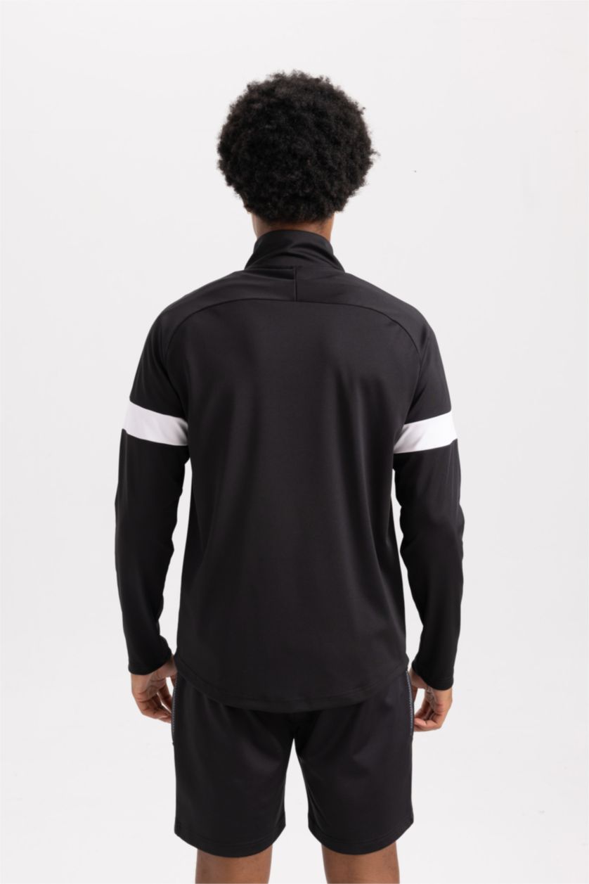 MAN Black Slim Fit Scuba Fabric Zip-Up Sweatshirt