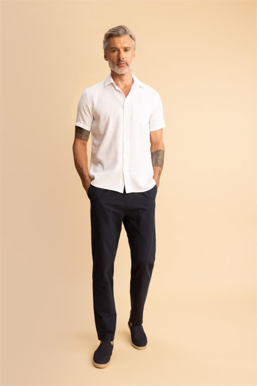 HOMME Blanc Chemise coupe régulière à Manches Courtes Texturée