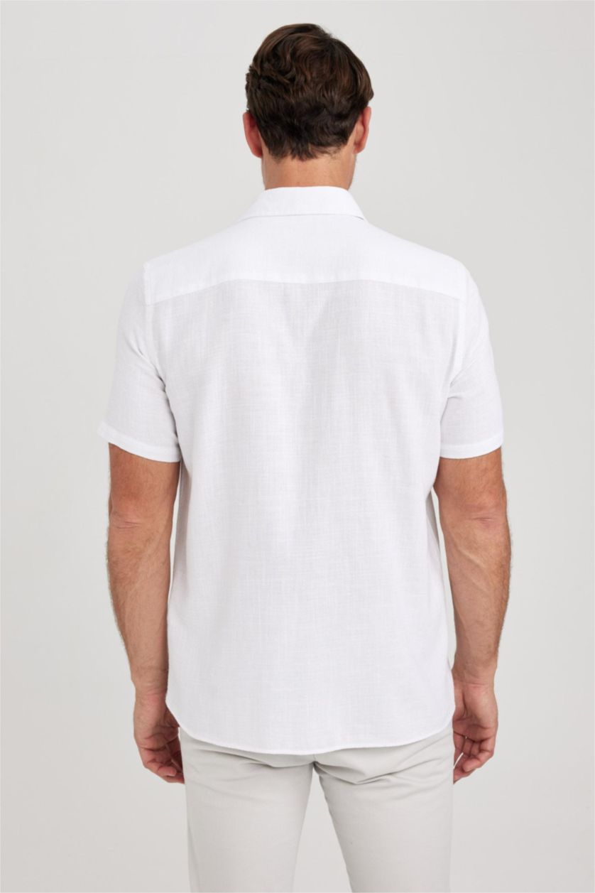 HOMME Blanc Chemise coupe régulière à Manches Courtes Texturée
