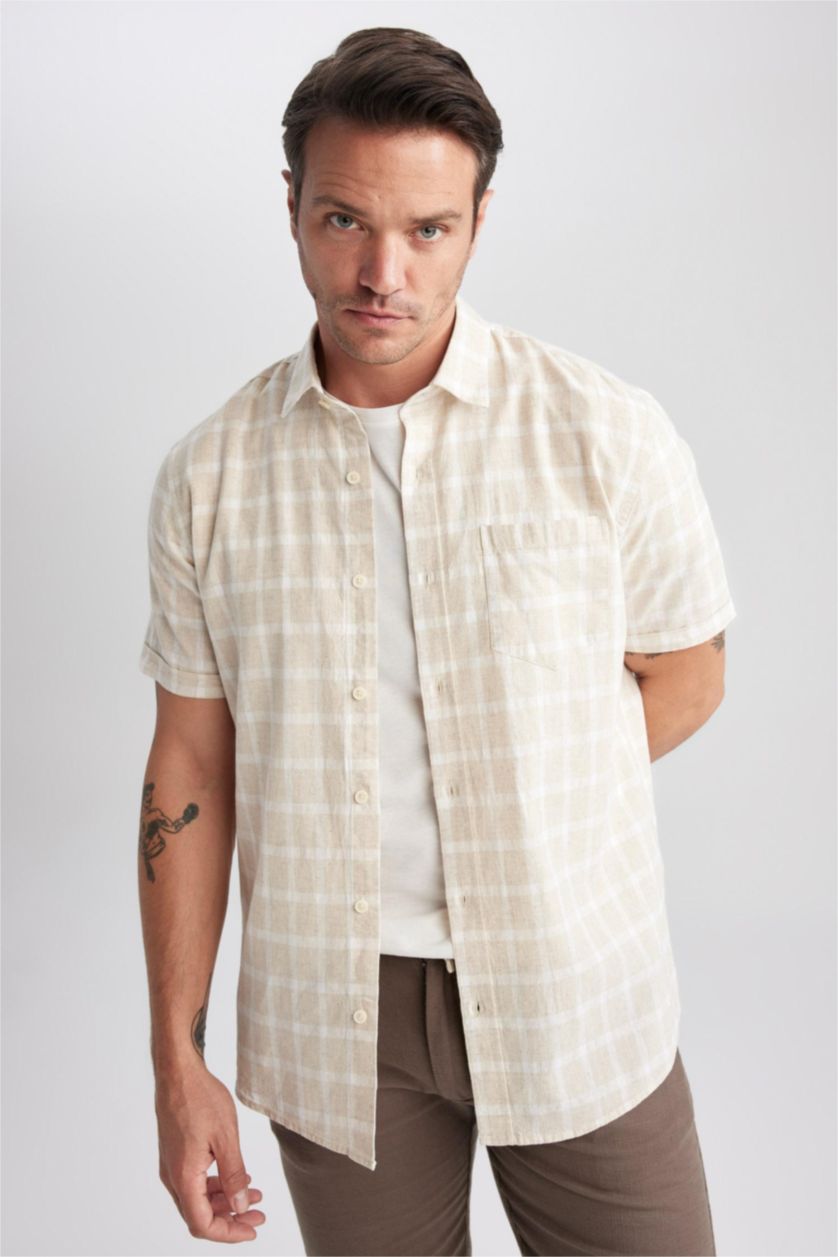 Ерлер ашық реңк қалыпты пішім Қысқа жеңді жейде