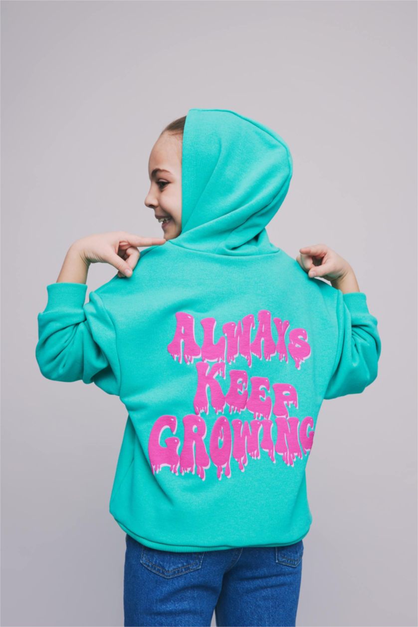 Дівчачий Зелений Світшот свободного крою з принтом на спині для дівчаток