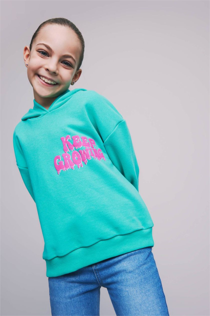 Дівчачий Зелений Світшот свободного крою з принтом на спині для дівчаток