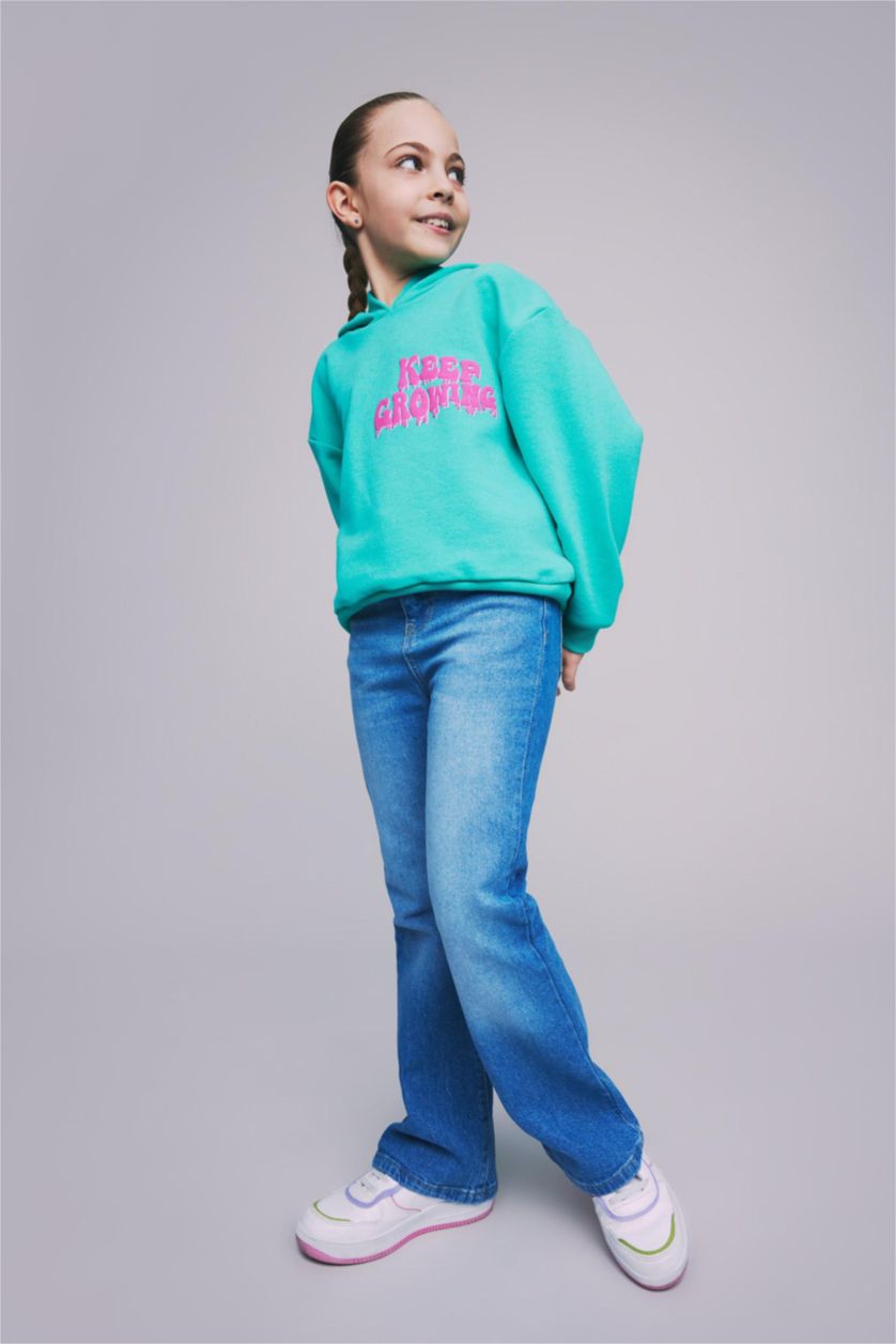 Дівчачий Зелений Світшот свободного крою з принтом на спині для дівчаток