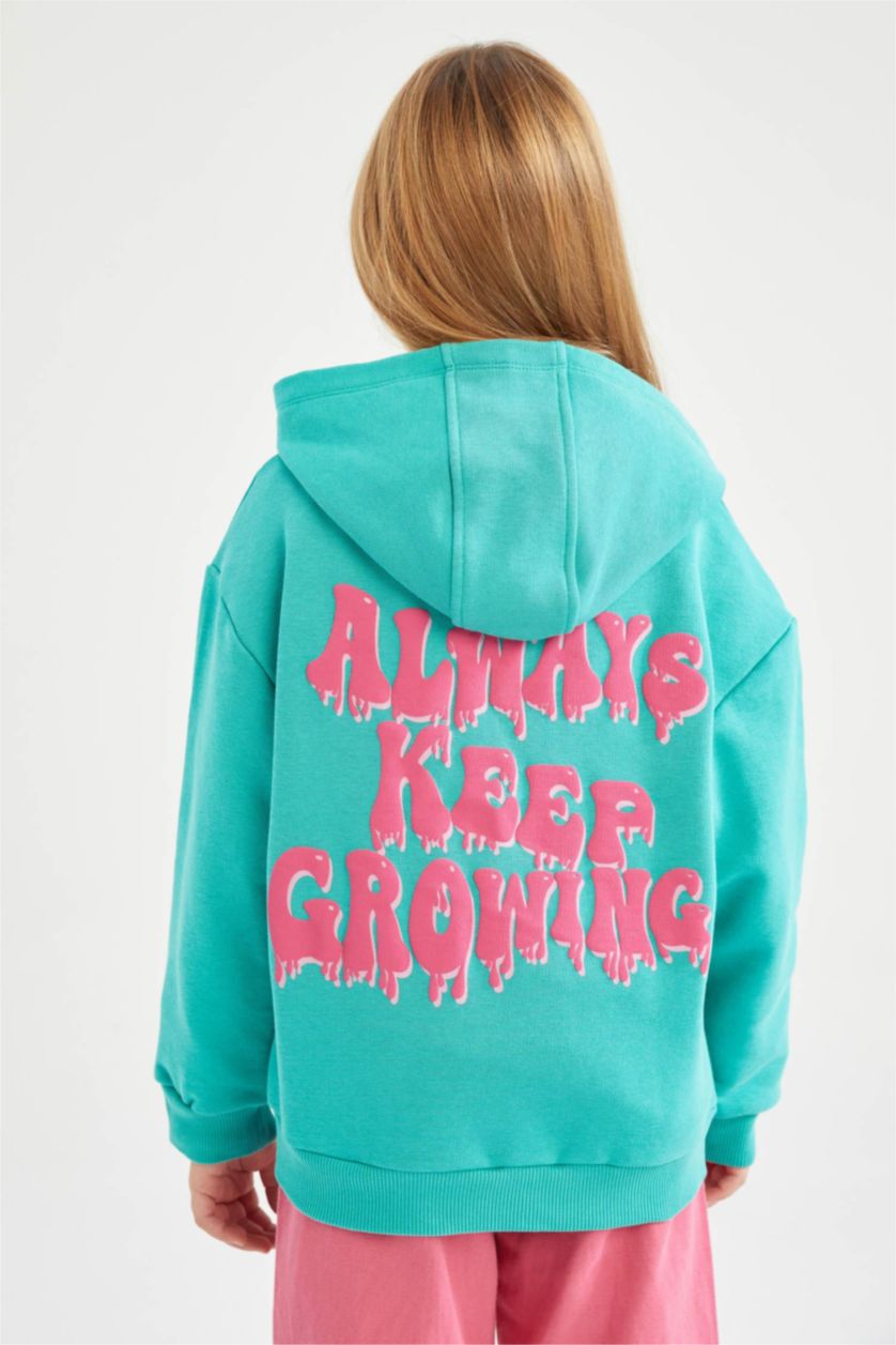 Дівчачий Зелений Світшот свободного крою з принтом на спині для дівчаток