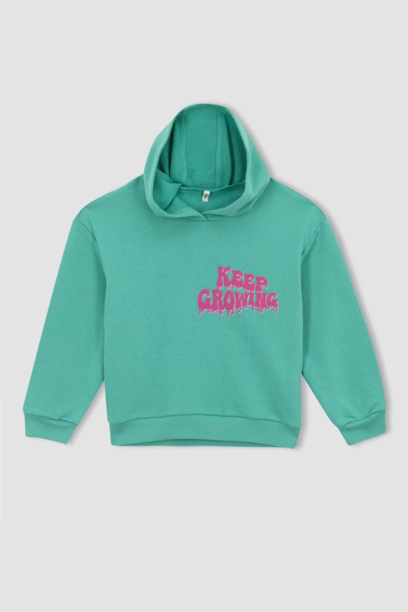 Дівчачий Зелений Світшот свободного крою з принтом на спині для дівчаток