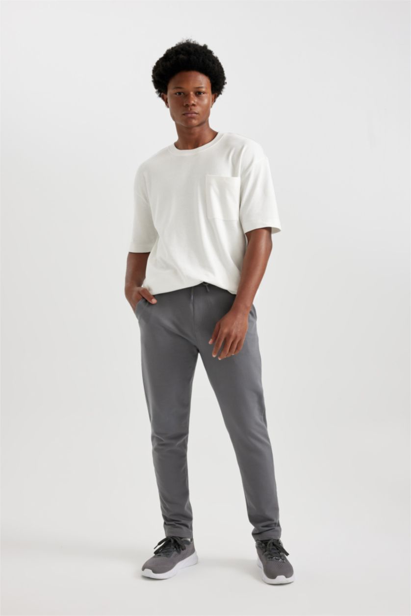 Man Grey DeFactoFit Slim Fit Standard Leg Jogger Sweatpants