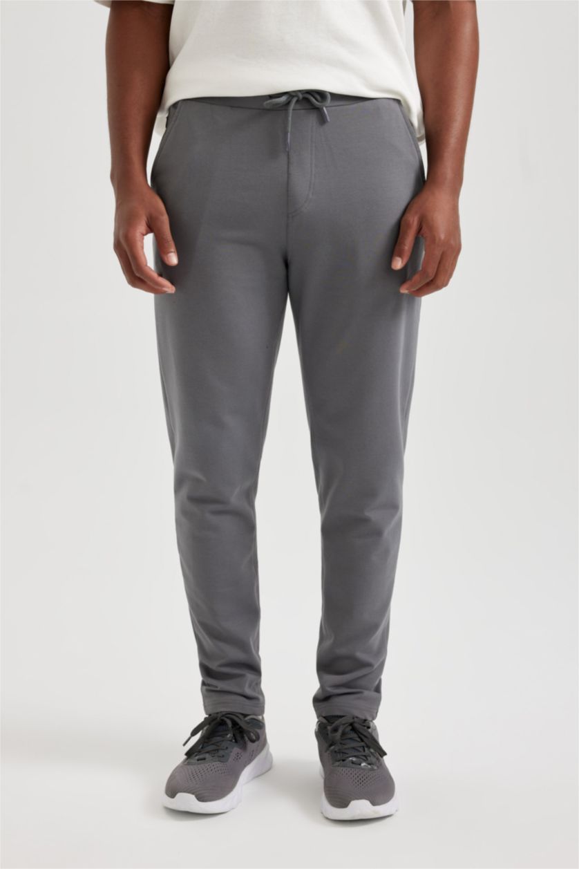 Man Grey DeFactoFit Slim Fit Standard Leg Jogger Sweatpants