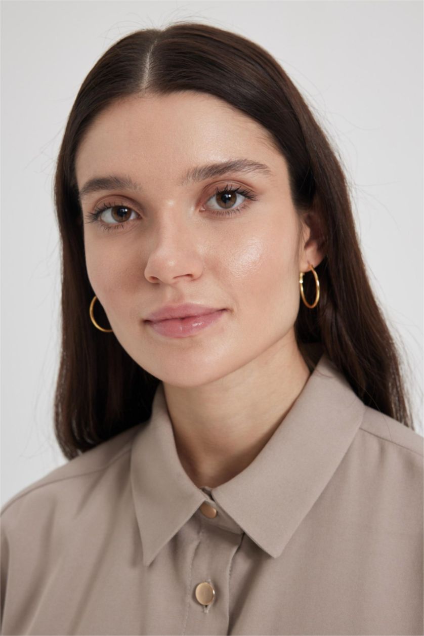 WOMAN Vison Traditional Oversize Fit Shirt Collar Long Sleeve Tunic