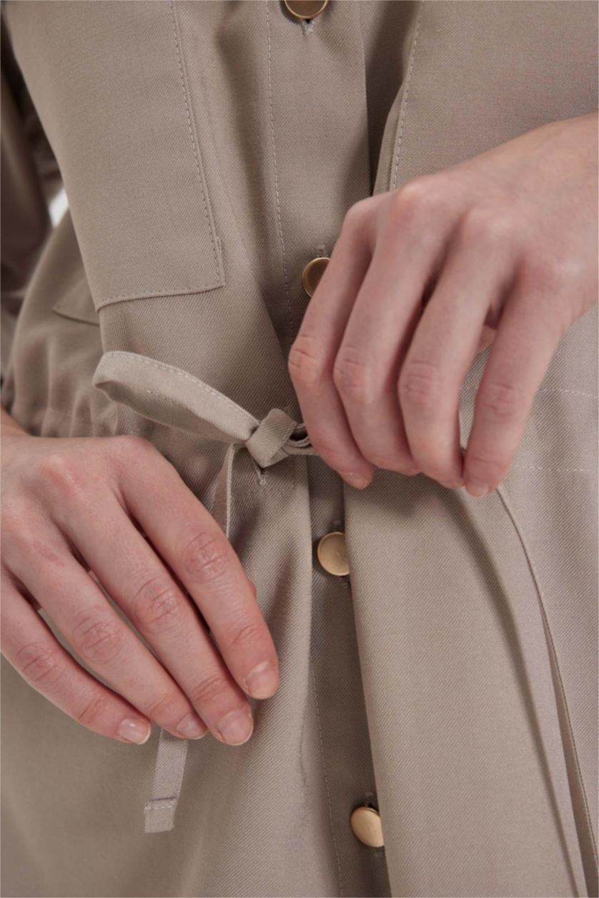 WOMAN Vison Traditional Oversize Fit Shirt Collar Long Sleeve Tunic