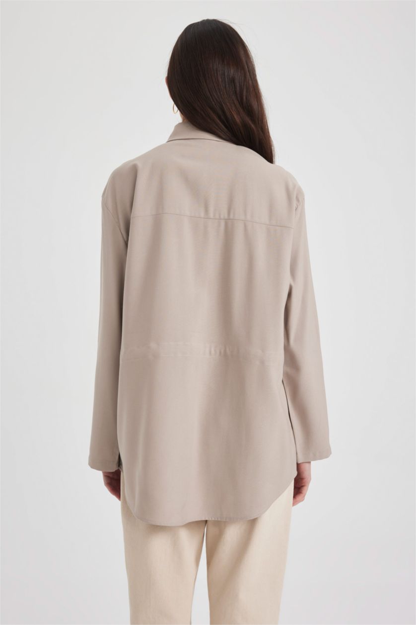 WOMAN Vison Traditional Oversize Fit Shirt Collar Long Sleeve Tunic