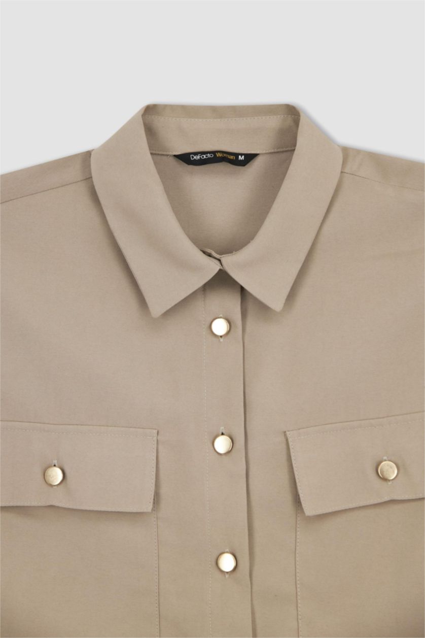 WOMAN Vison Traditional Oversize Fit Shirt Collar Long Sleeve Tunic