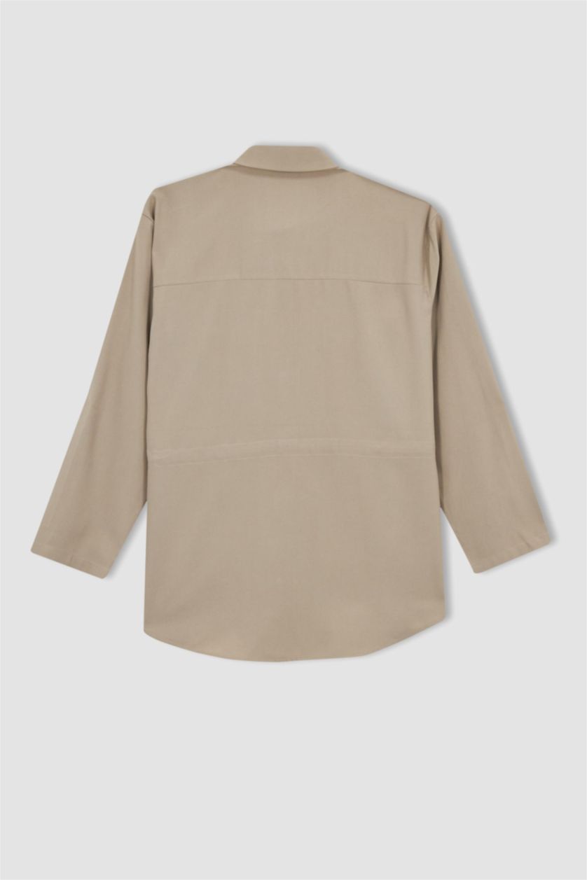 WOMAN Vison Traditional Oversize Fit Shirt Collar Long Sleeve Tunic