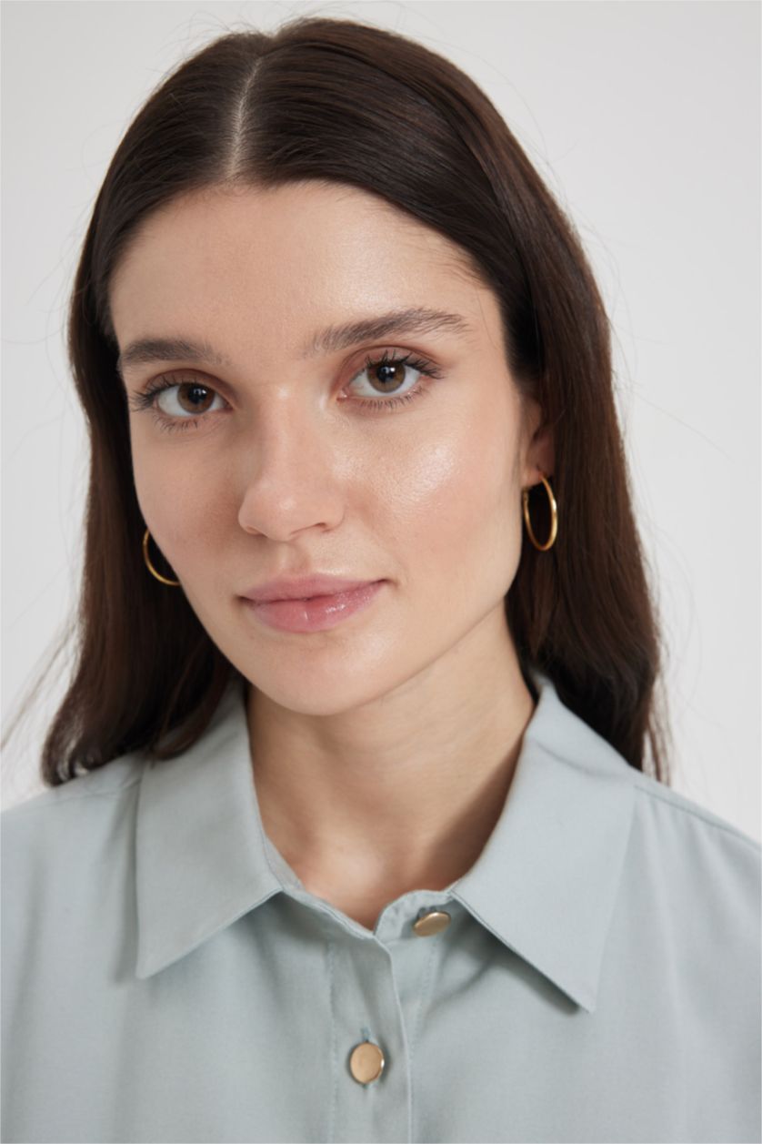 Kadın Mint Oversıze Dokulu Uzun Kollu Tunik