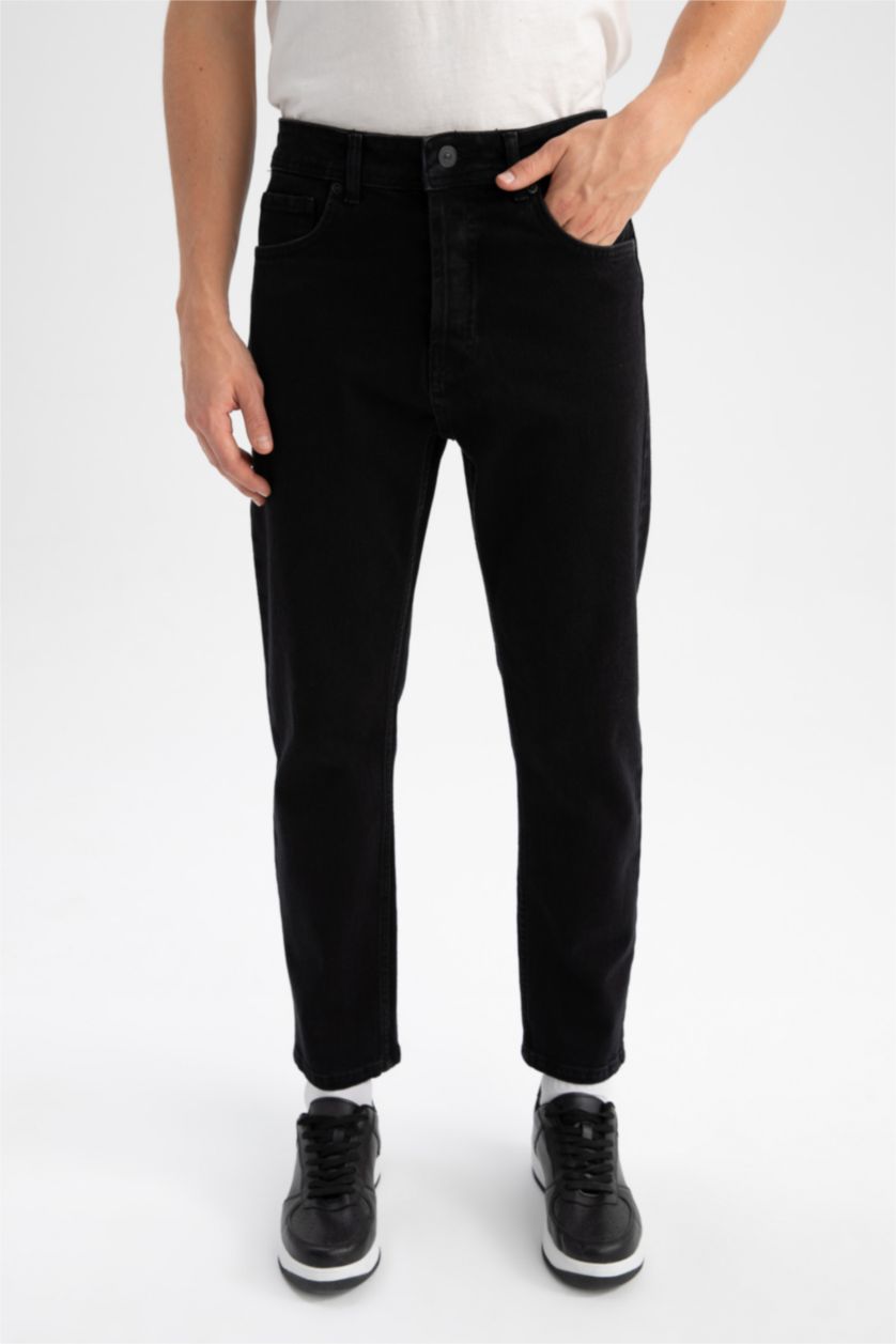 رجال أسود بنطلون جينز سليم فيت من 90's