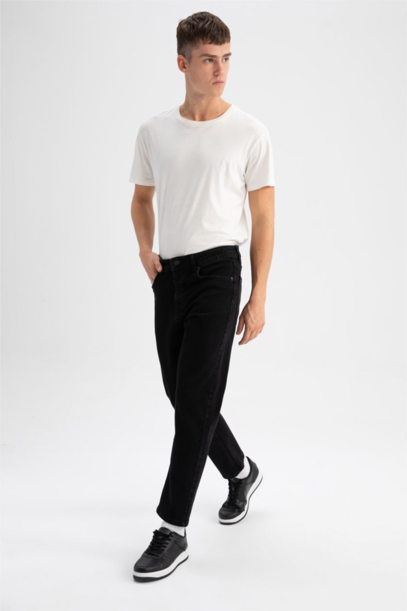 رجال أسود بنطلون جينز سليم فيت من 90's