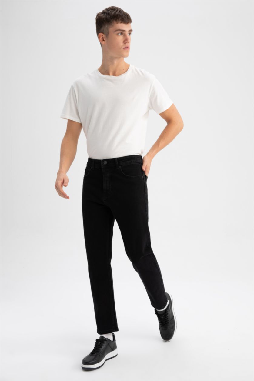 رجال أسود بنطلون جينز سليم فيت من 90's