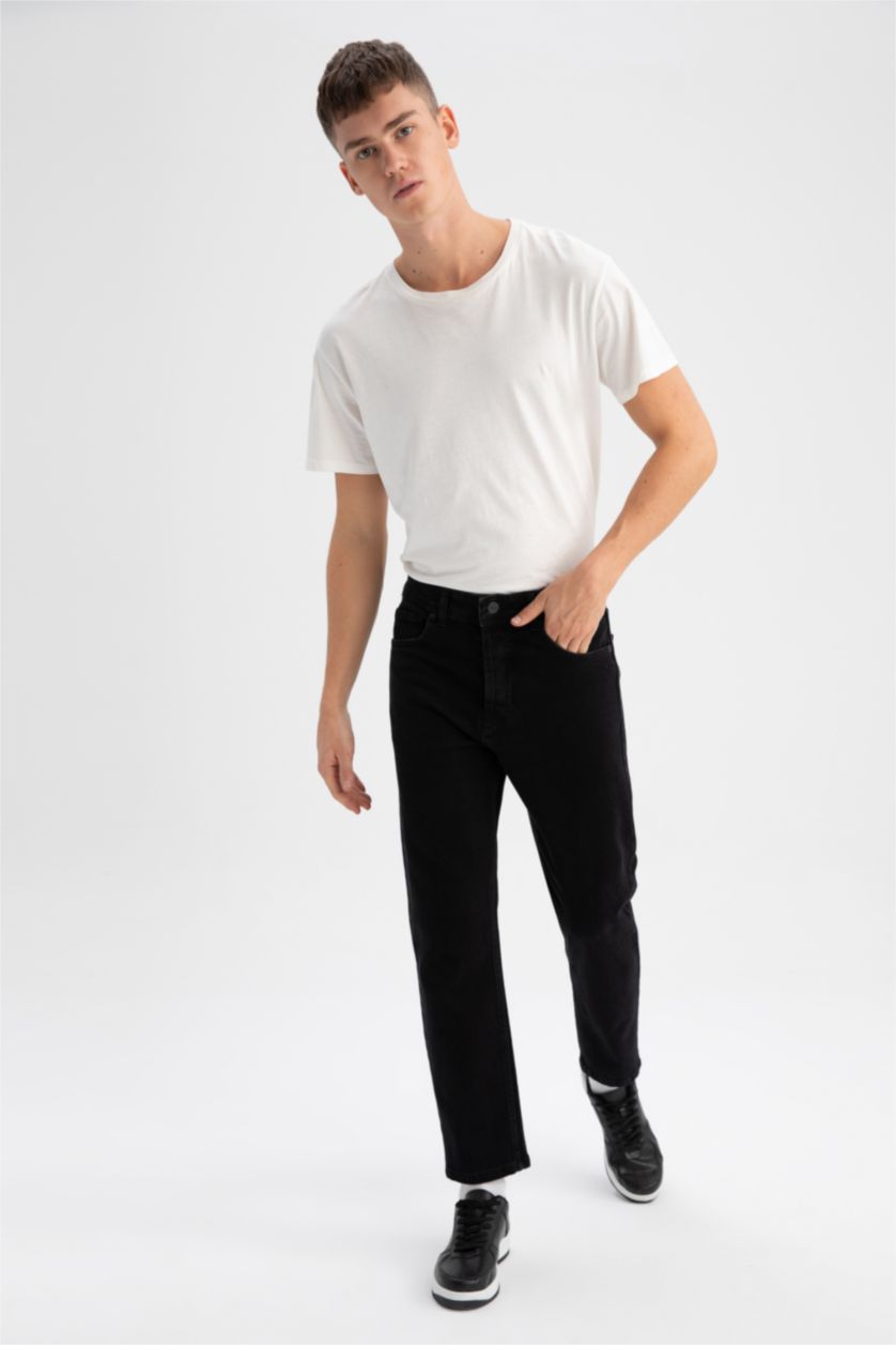 رجال أسود بنطلون جينز سليم فيت من 90's