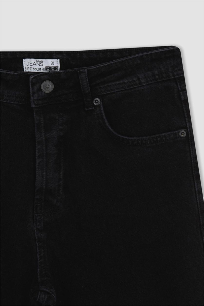 رجال أسود بنطلون جينز سليم فيت من 90's