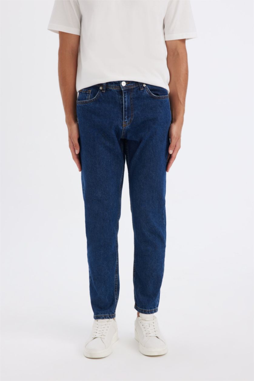 HOMME Bleu Foncé Pantalon Coupe fuselée régulière