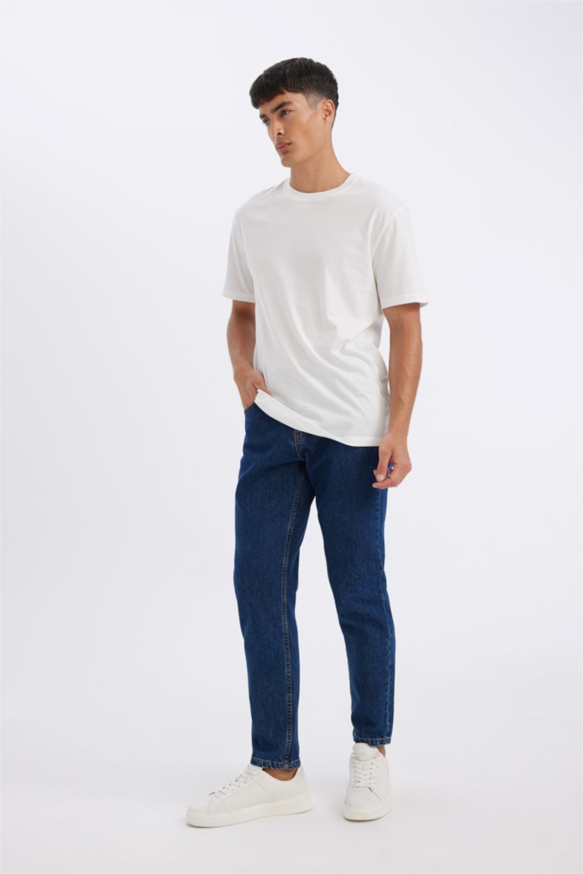 HOMME Bleu Foncé Pantalon Coupe fuselée régulière