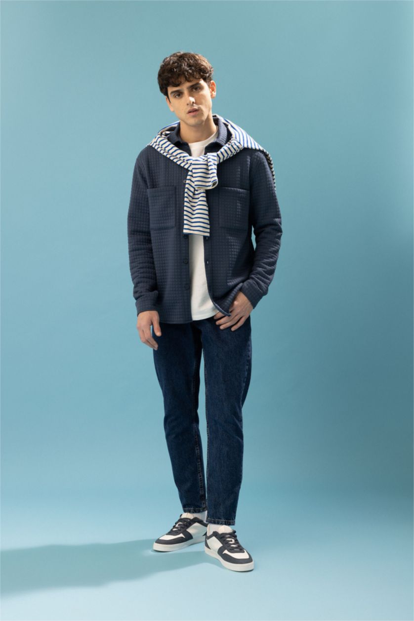 HOMME Bleu Foncé Pantalon Coupe fuselée régulière