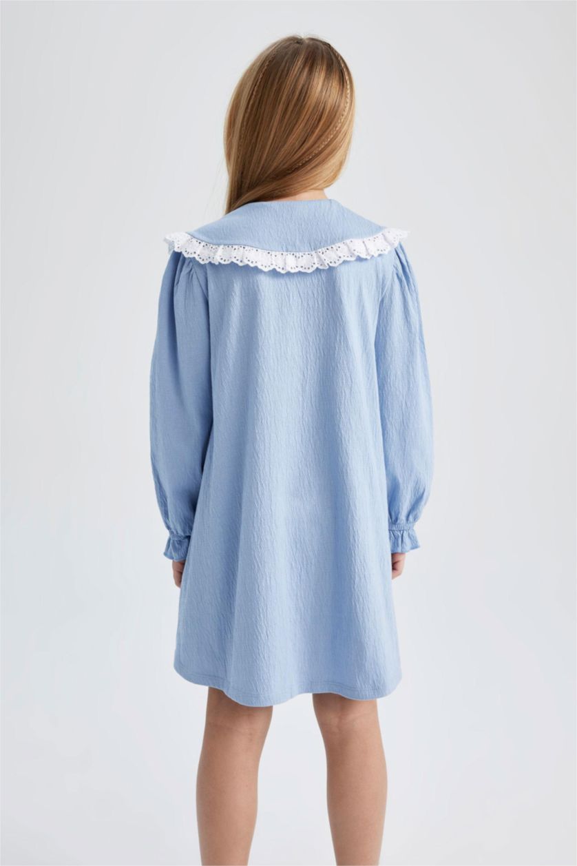 FILLES Bleu Robe En Tricot Manche Courte