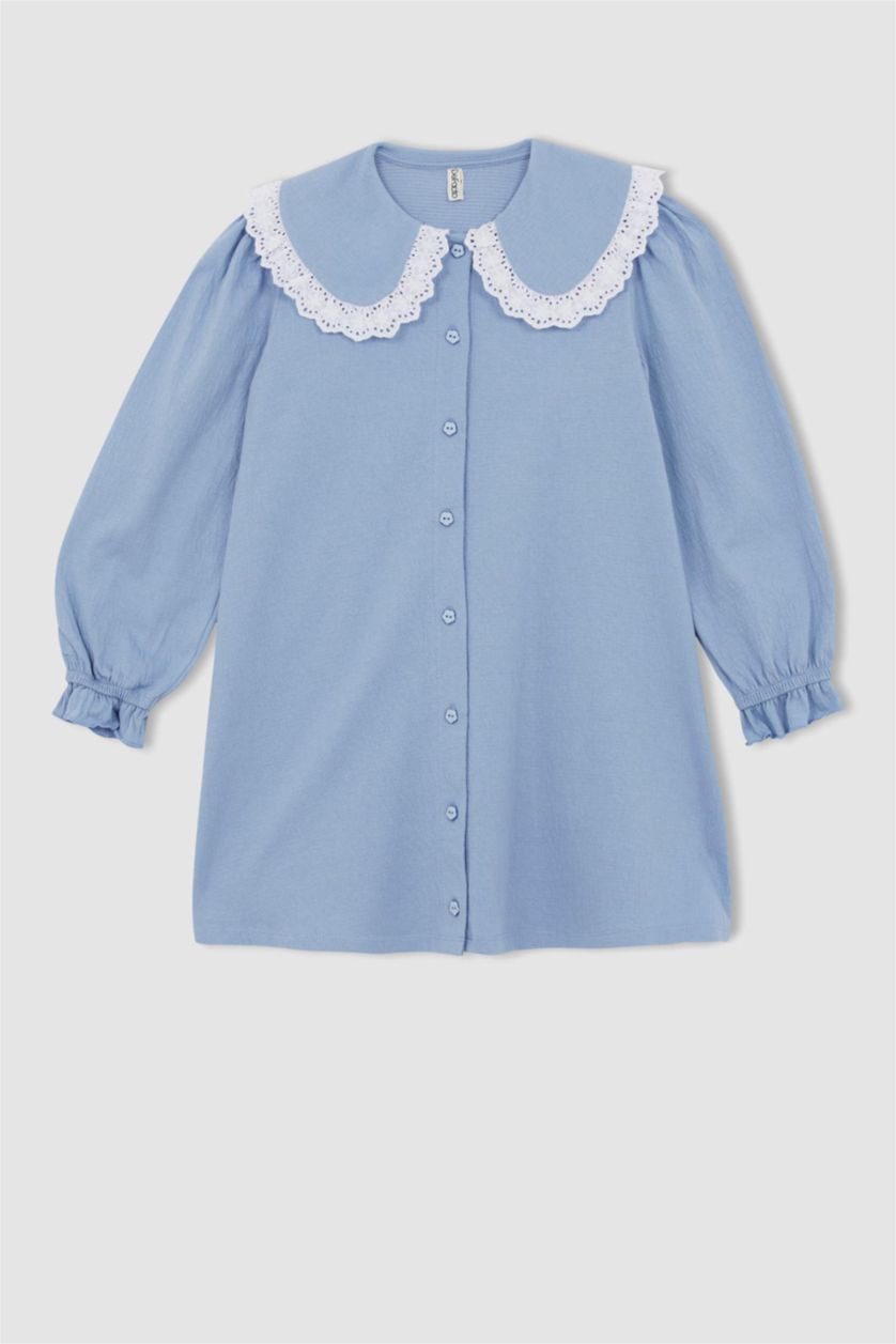 FILLES Bleu Robe En Tricot Manche Courte